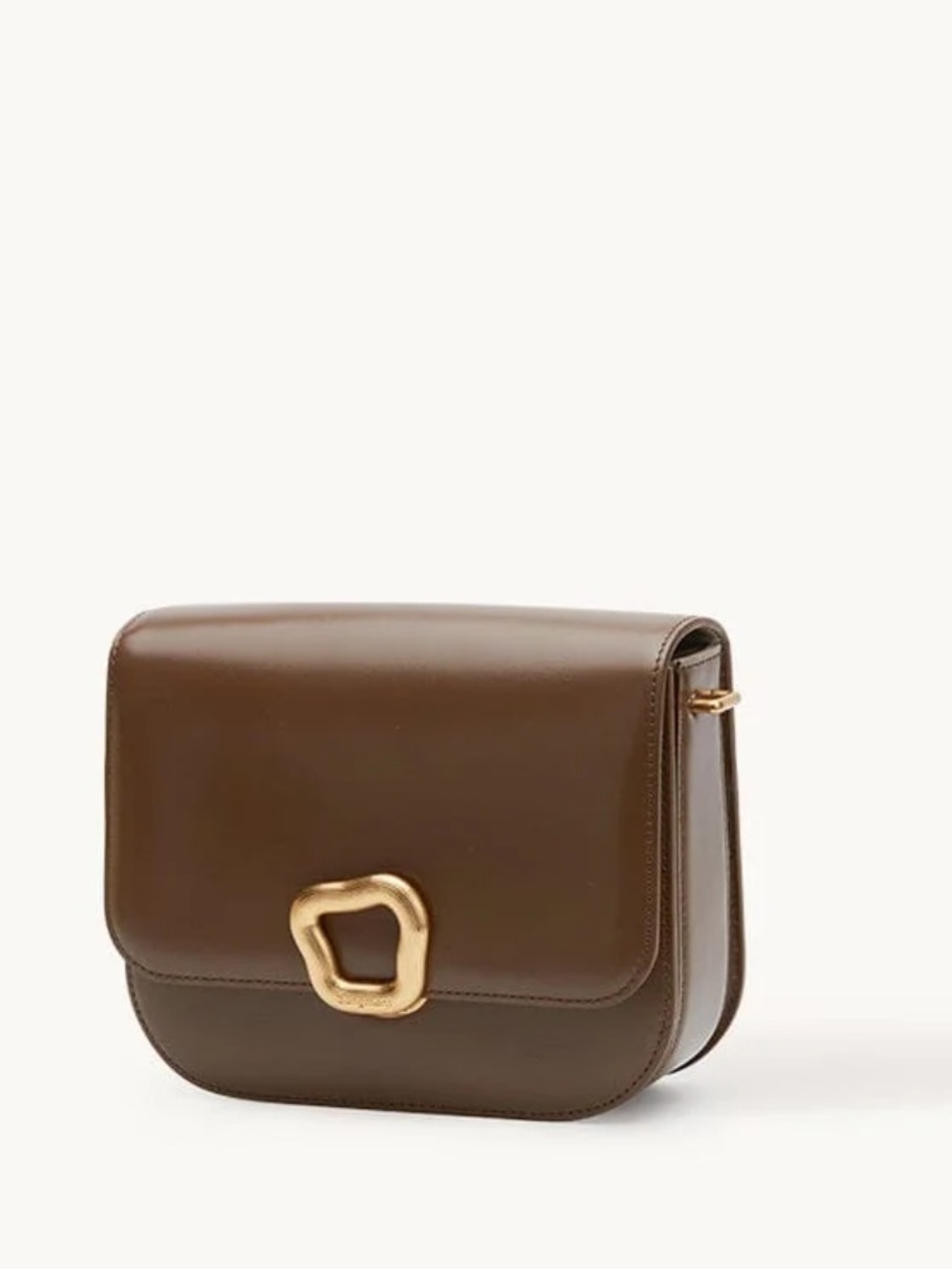 Songmont Brown Leather Crossbody with Gold Hardware